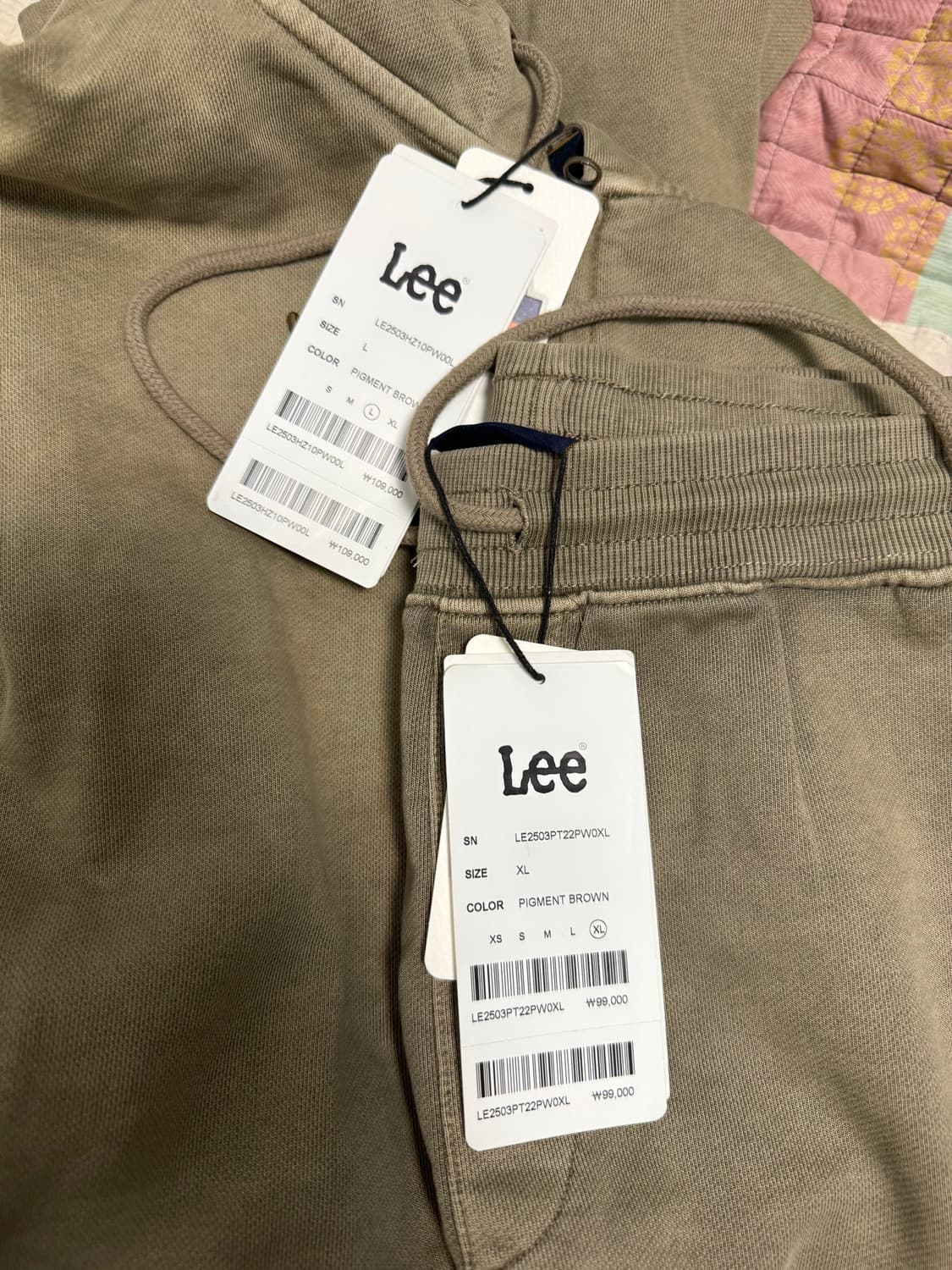 Lee 다이드 라벨 후드집업 + 스웻팬츠 세트 새상품 상품이미지3