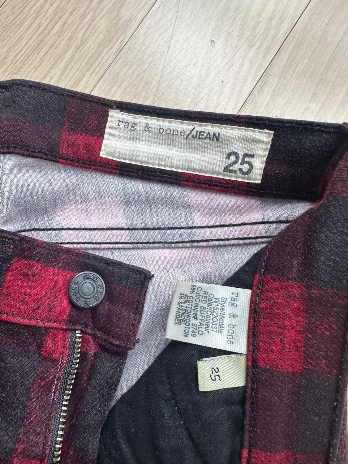 [택포] Rag&Bone 레드 체크진 25 랙앤본 스키니진 팬츠 상품이미지2