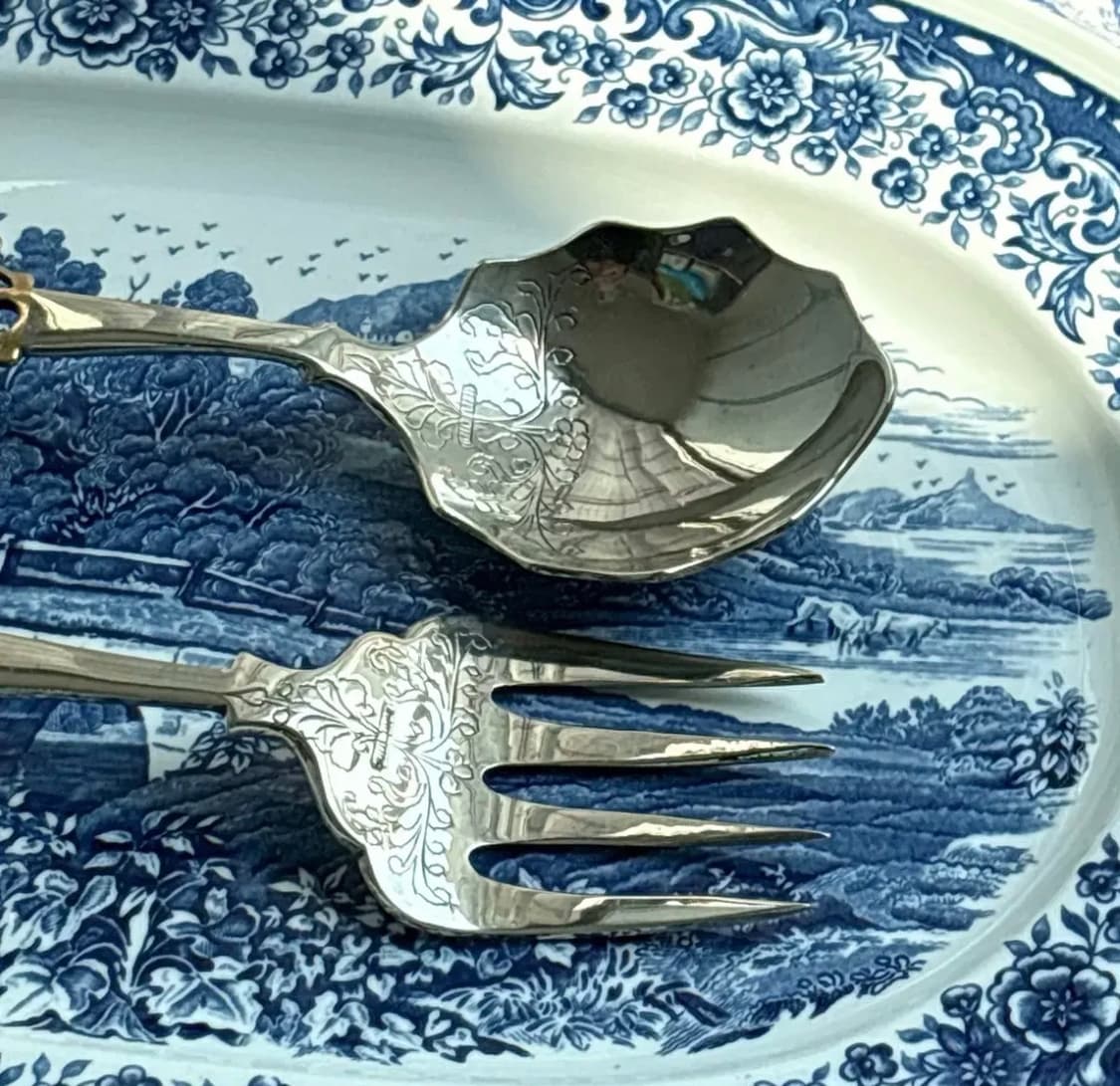 빈티지 브라스 서빙 스푼 포크 세트 상품이미지3