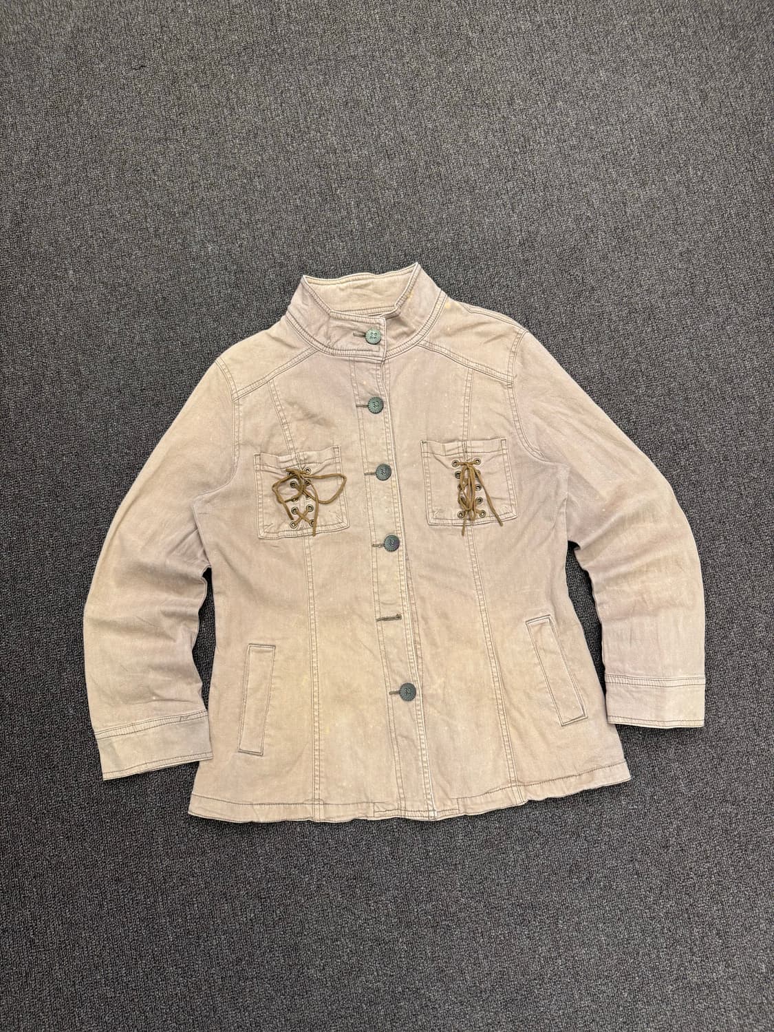 OS)Japanese vintage 베이지 여성 사파리 자켓(단추) 상품이미지1