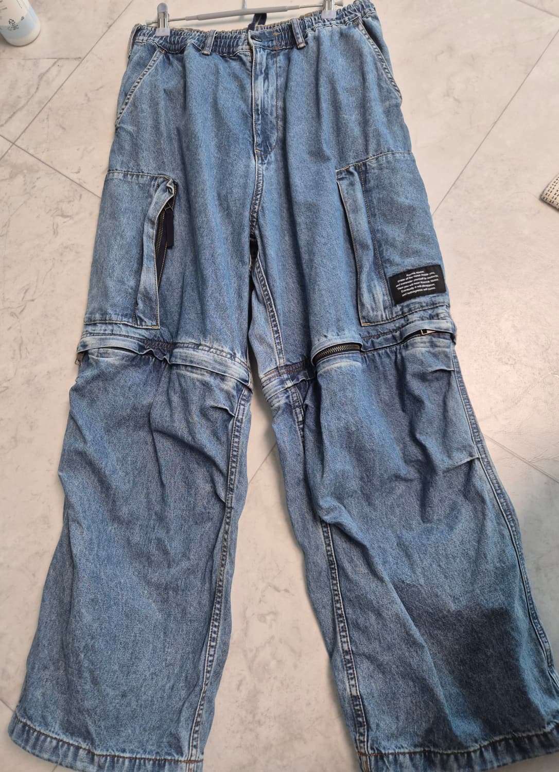 GU x 언더커버 데님 컨버터블 와이드 카고 팬츠 블루 m 상품이미지2