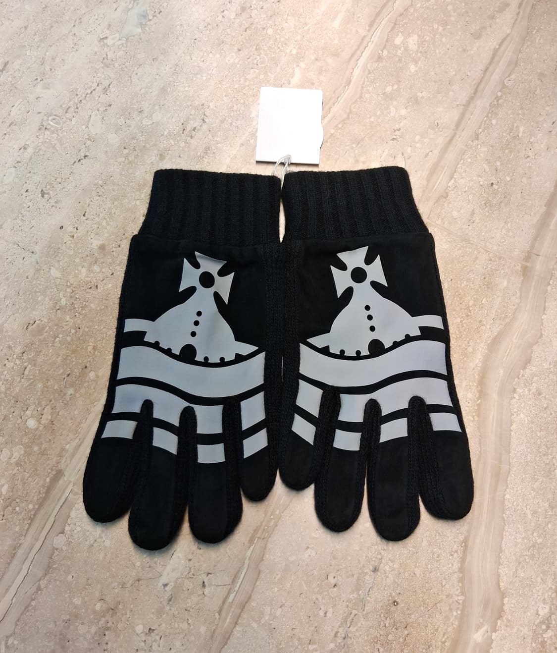 비비안 웨스트우드 스웨이드 니트 콤비 남성용 장갑 / 블랙 (새상품) 상품이미지4