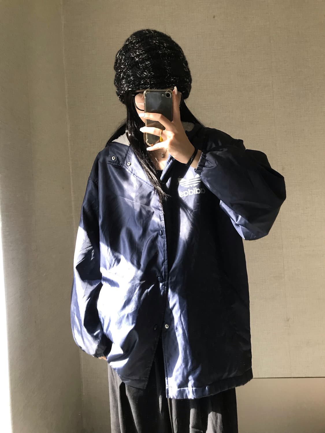 아디다스 빅로고 네이비 후리스 점퍼 상품이미지5