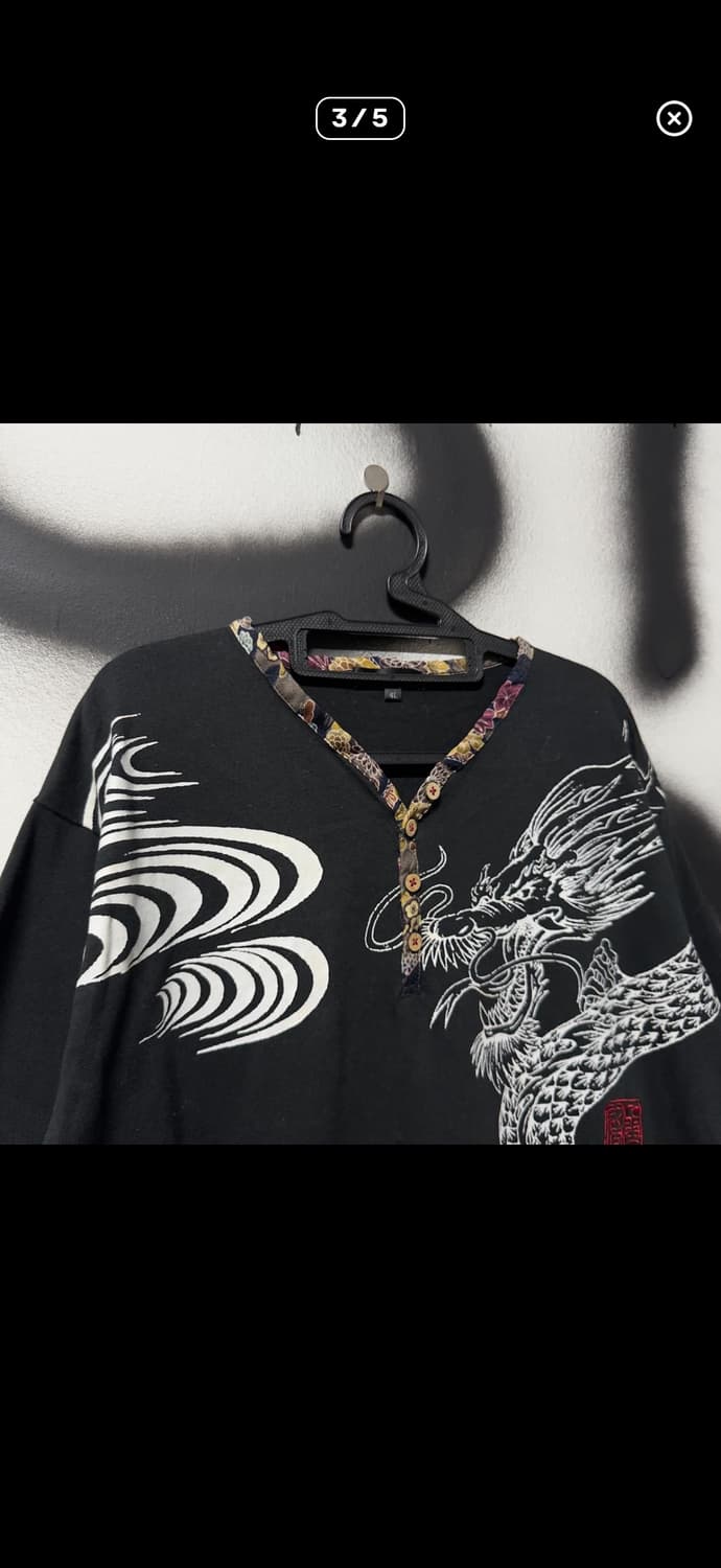 VTG 빈티지 빅사이즈 재패니즈 오리엔탈 동양풍 카 라쿠리맛 반팔 티셔츠 상품이미지3