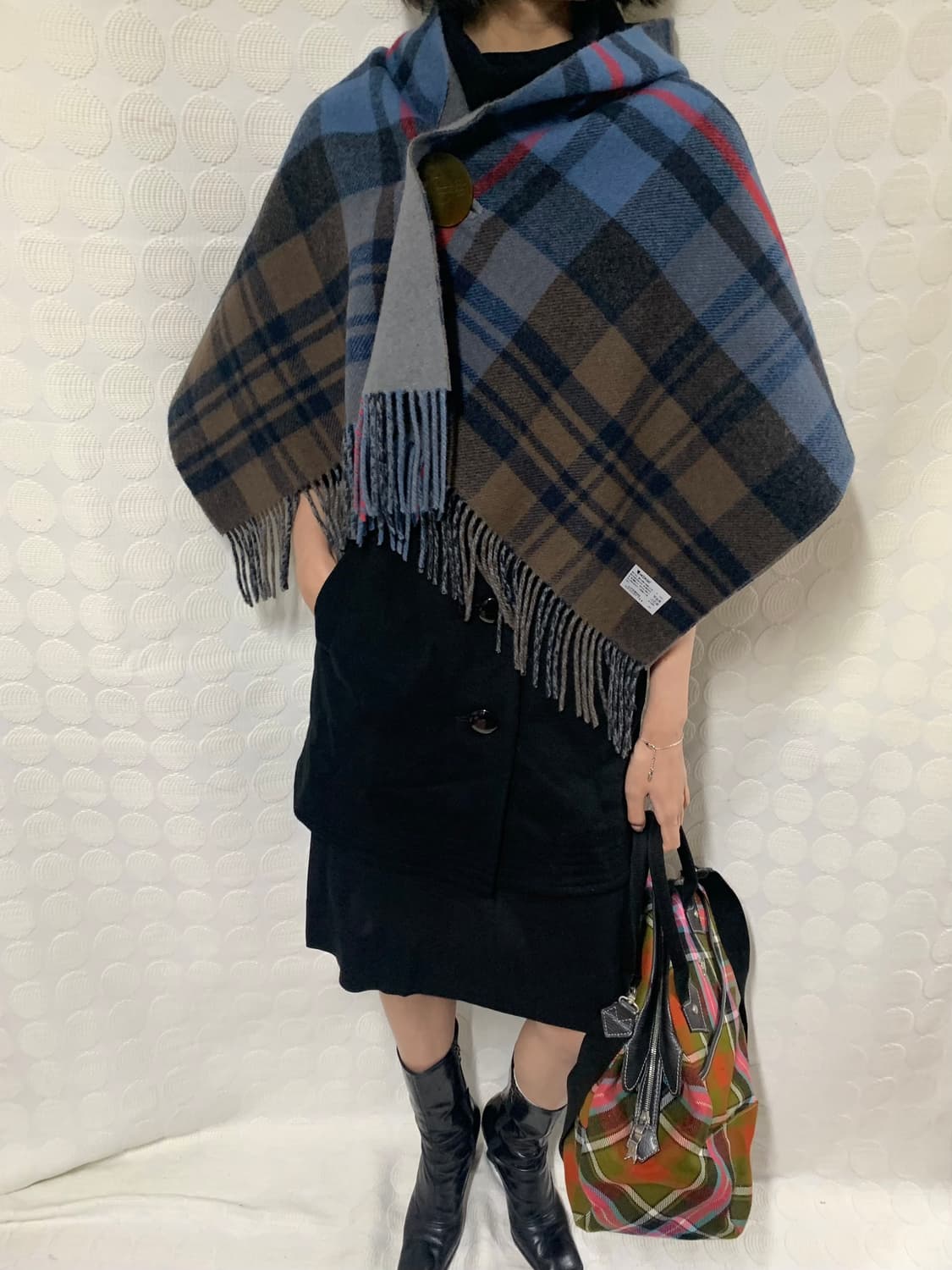 vivienne westwood 양면 사용 체크 울 머플러 상품이미지1