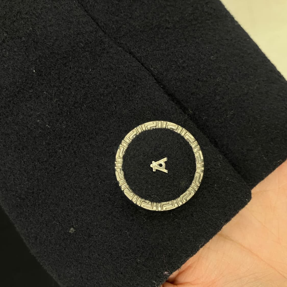 베르사체 블랙 울 캐시미어 더블 브레스티드 코트  상품이미지5