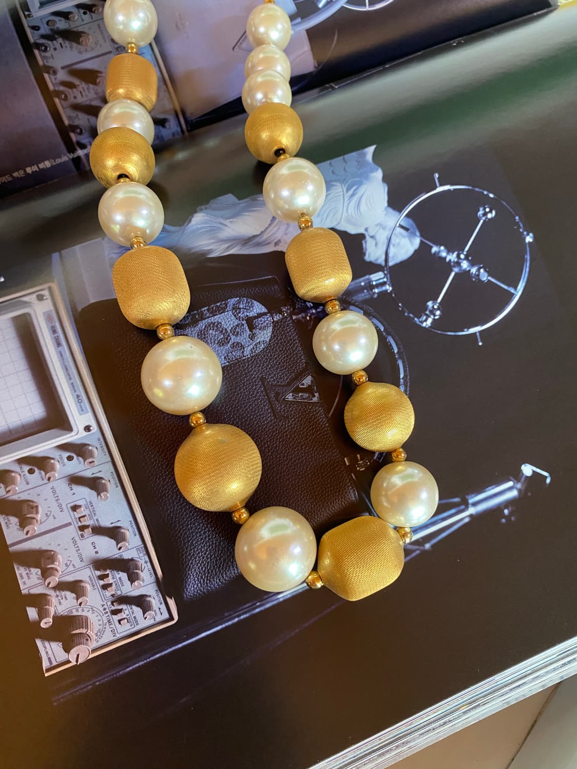 빈티지 볼드 진주 볼 목걸이 골드 일본 수입 상품이미지3