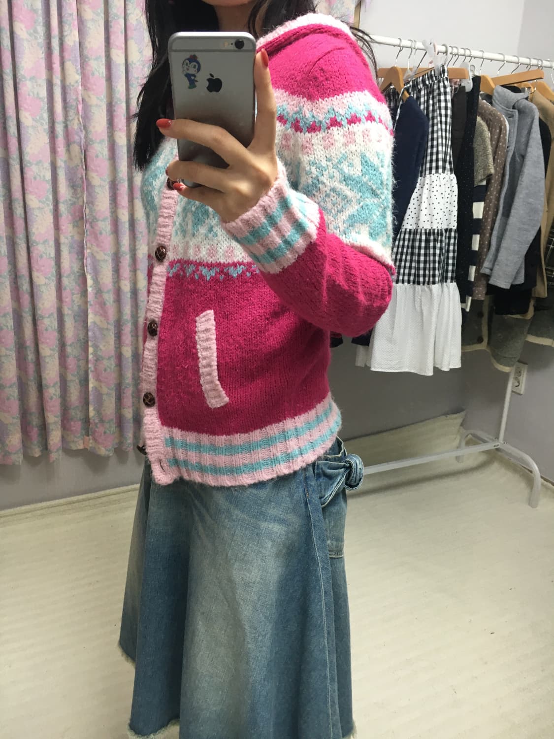 핑크 노르딕 후드 가디건 상품이미지4