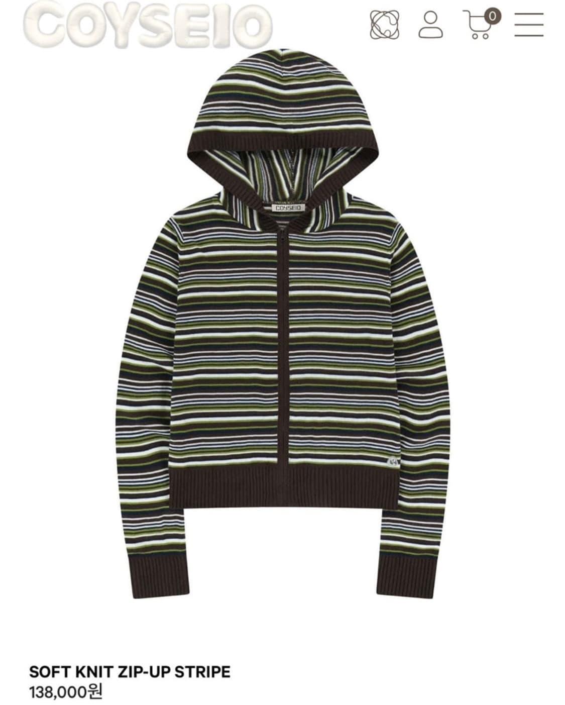 코이세이오 SOFT KNIT ZIP-UP STRIPE 상품이미지1