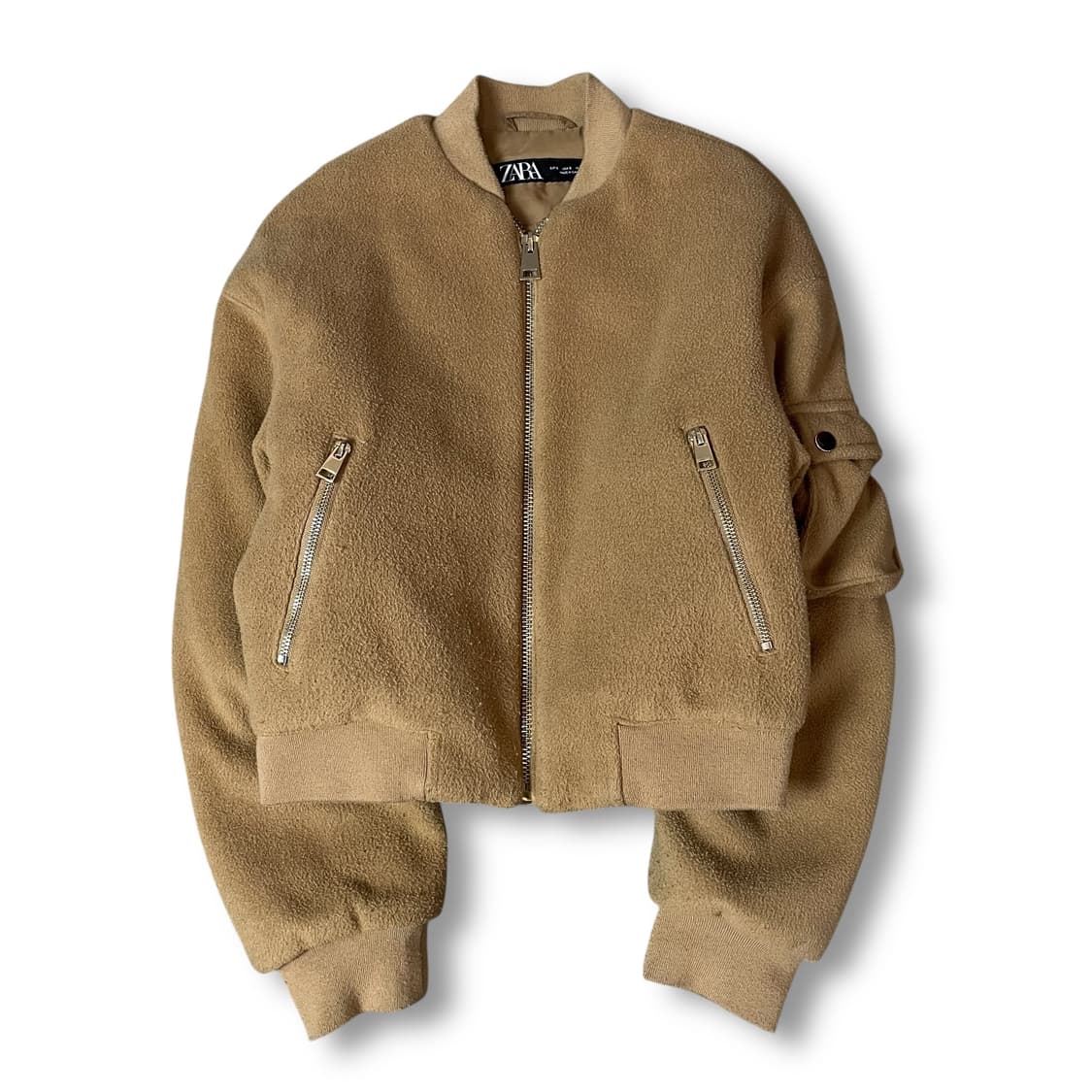 자라 브라운 진베이지 사이드포켓 크롭 자켓 S 상품이미지1