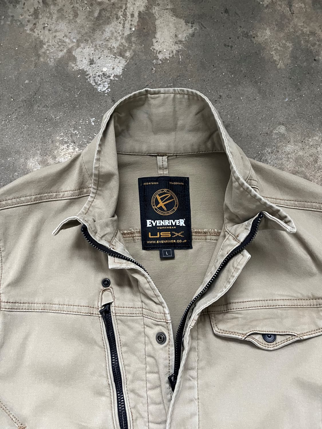 Vintage 베이지 카키 유틸리티 하이넥 코튼 자켓  상품이미지4