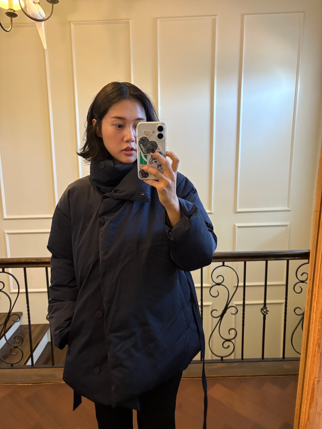 오르 네이비 구스 패딩 상품이미지4