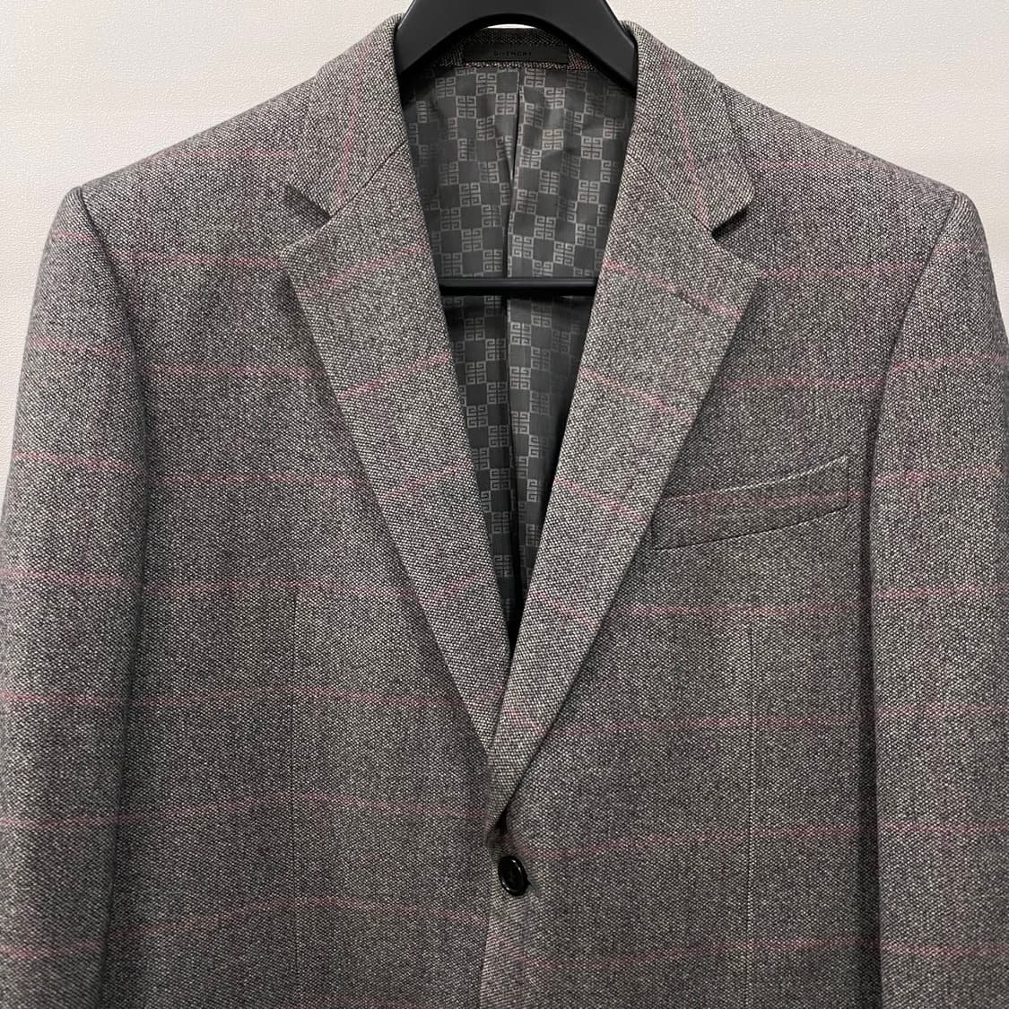 지방시 울 캐시미어 실크 체크 싱글 블레이저 상품이미지3