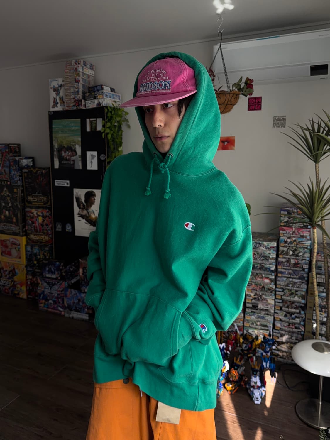 Champion Reverse Weave 정글 그린 오버 후드 상품이미지4