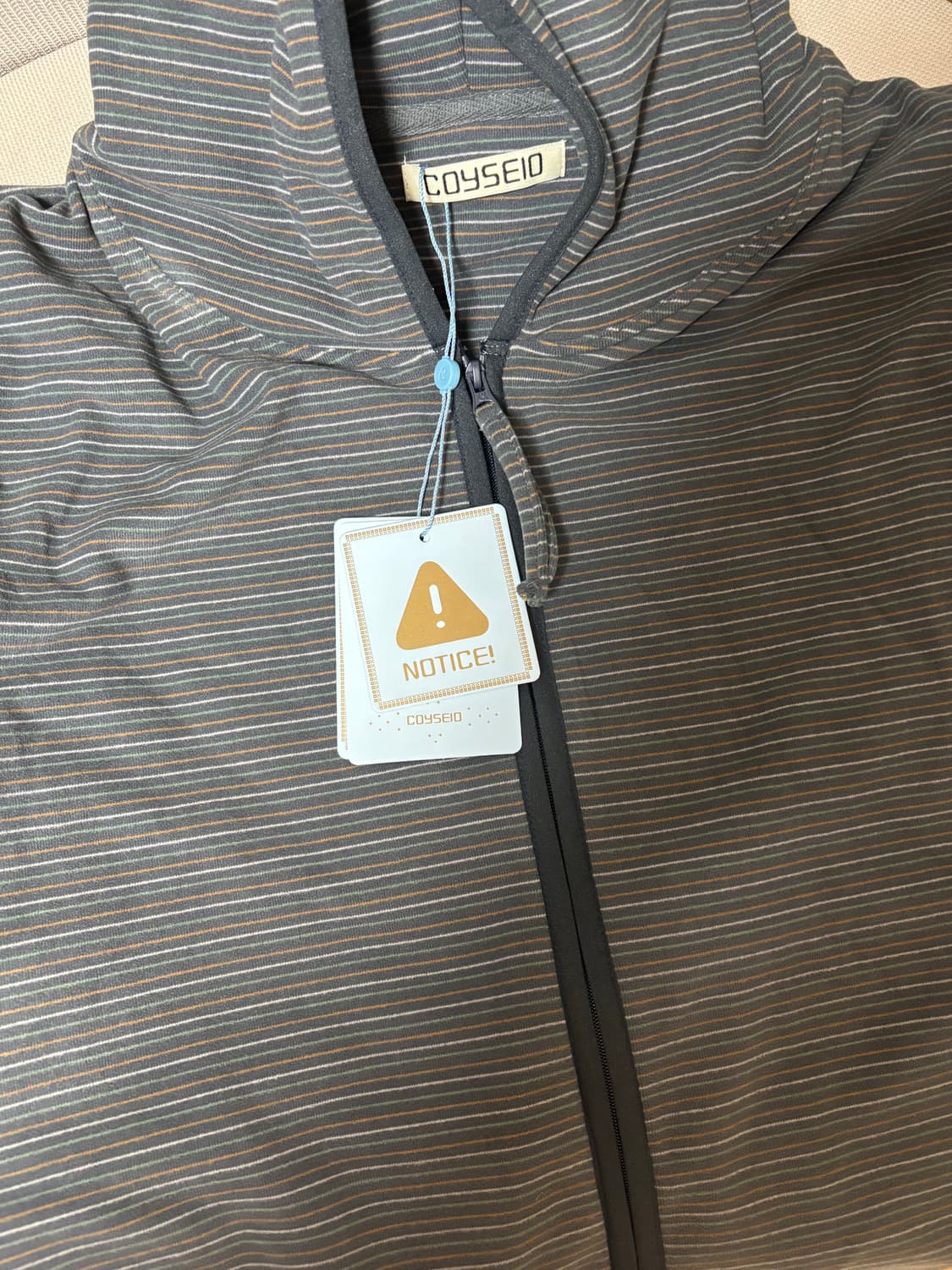 코이세이오 스트라이프 플리스 후드집업 차콜 상품이미지2
