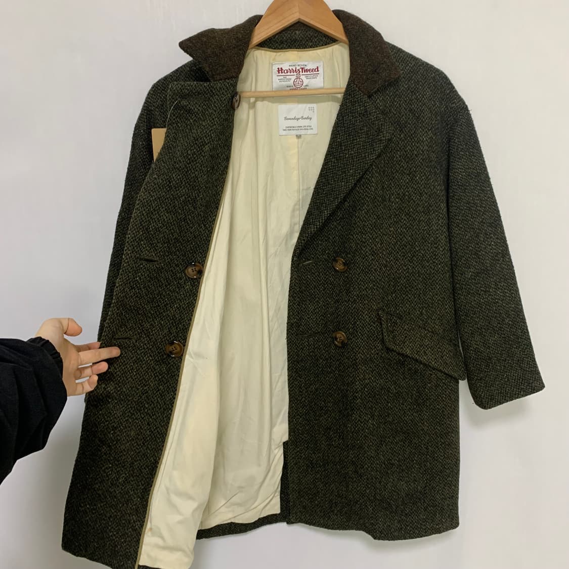 Harris Tweed 해리스 트위드 하프 코트 자켓 빈티지 남녀공용 M 상품이미지3