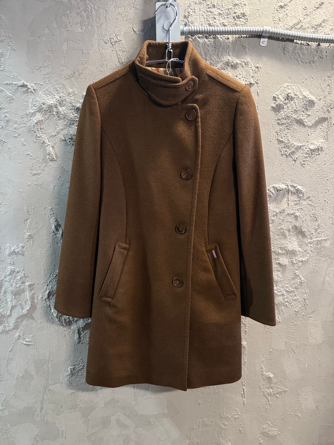 헤지스 HAZZYS 울 캐시미어 하이넥 코트 브라운 85 상품이미지1