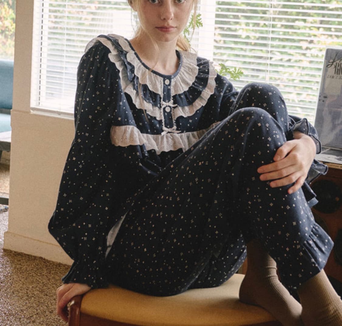 무신사 울랄라 파자마 잠옷 긴팔 레이스셔츠에이블리지그재그크림쉬인빈티지 상품이미지1