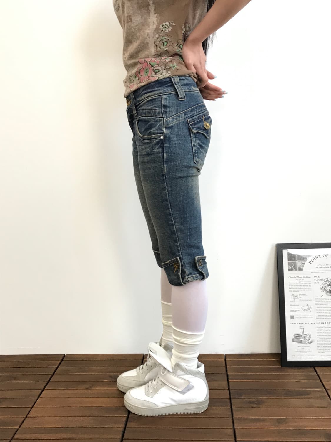 Cecil Mcbee Y2k Gyaru Denim Capri Pants 상품이미지4