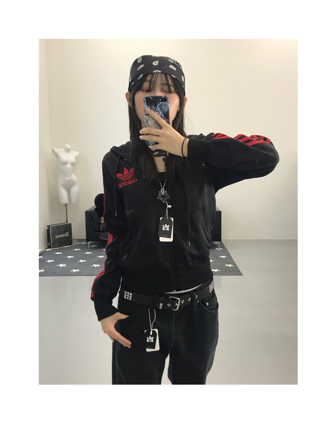 Adidas Black & Red Firebird Zip Up Hood 상품이미지1
