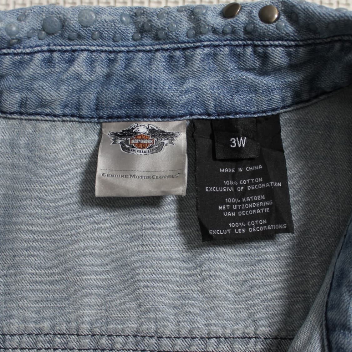 Harley-Davidson 할리 데이비슨 스터드 카라 라이트 데님 셔츠 상품이미지5