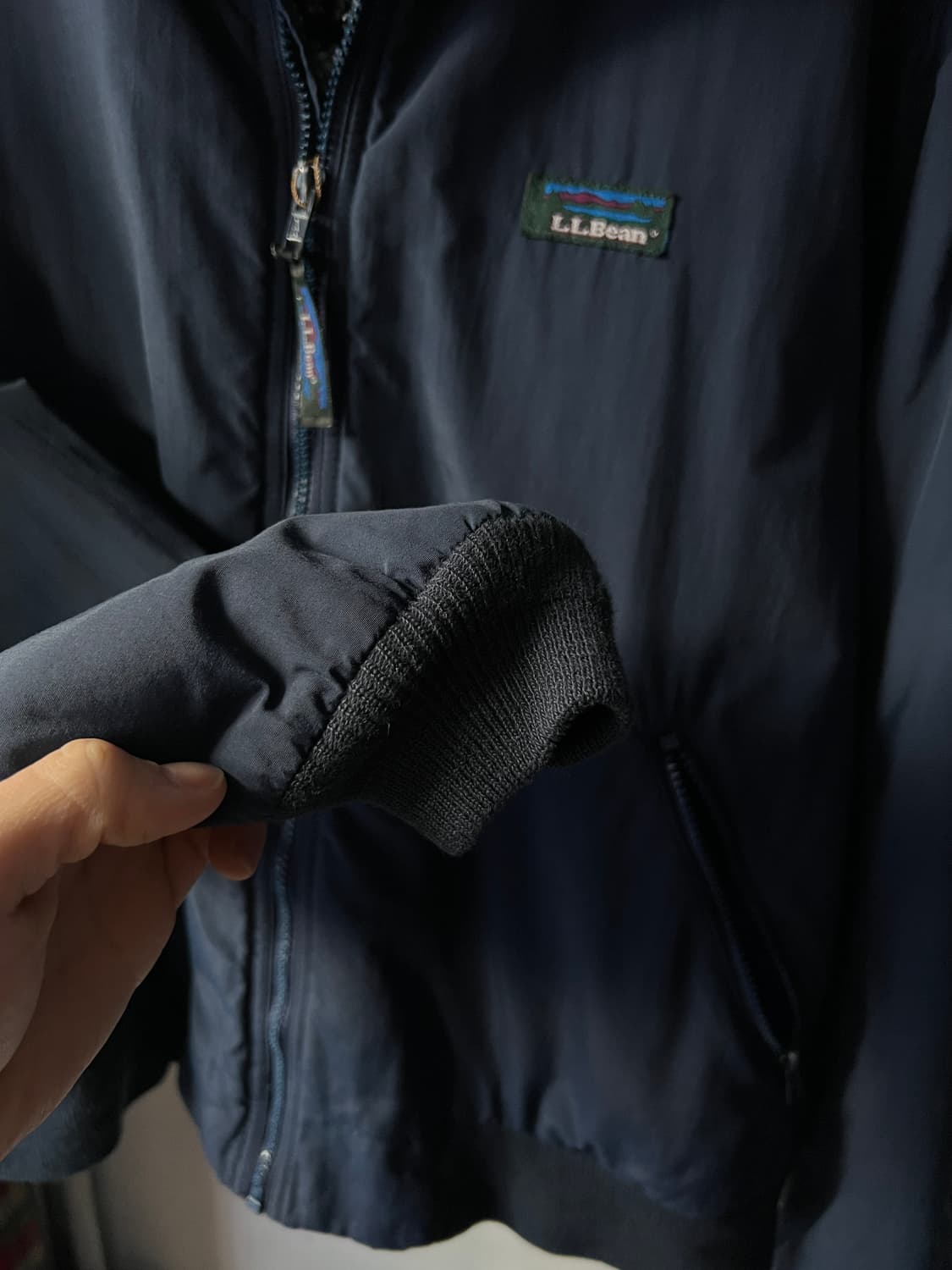 [XL]90's 엘엘빈 USA 딥파일 네이비 웜업 자켓 상품이미지5