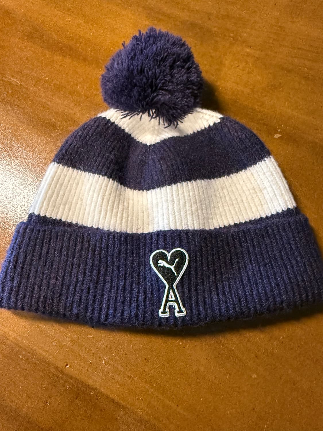 아미 AMI 푸마 PUMA 하트 로고 폼폼 비니 네이비 FREE 상품이미지1