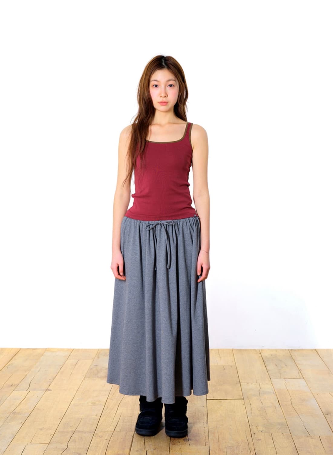 코이세이오 038 밴딩 롱스커트 차콜 상품이미지2