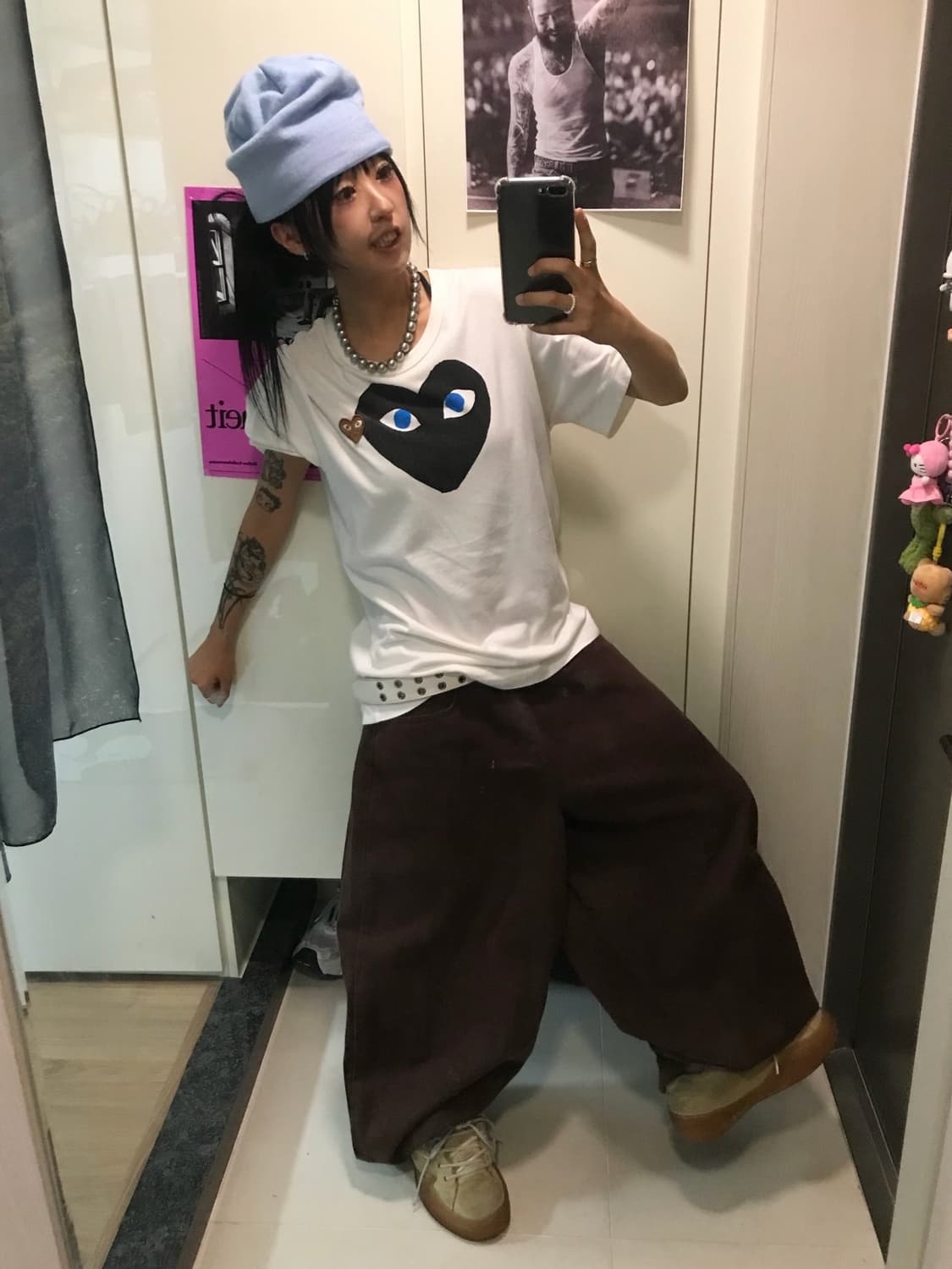 🤎 꼼데가르송 브라운&블랙 더블하트 반팔 티셔츠 🤎 상품이미지4