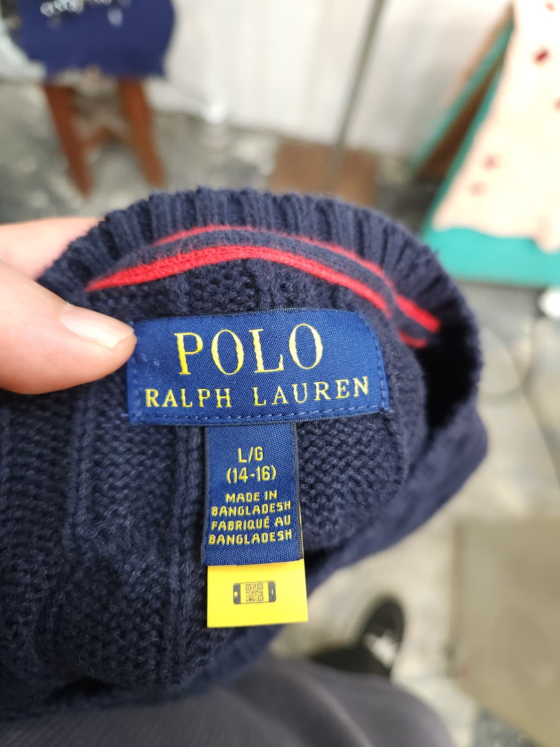 폴로 랄프로렌 네이비 꽈배기 코튼 니트
​
 상품이미지2