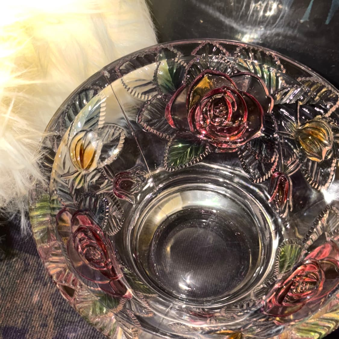 70s 장미 릴리프 빈티지 글라스 볼 상품이미지7