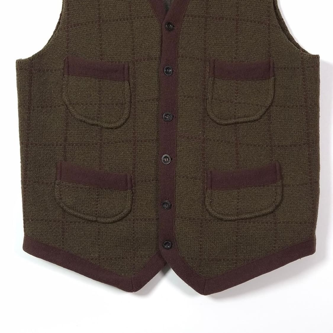 RRL Ralph Lauren 윈도우페인 체크 램스울 니트 베스트 M 상품이미지3