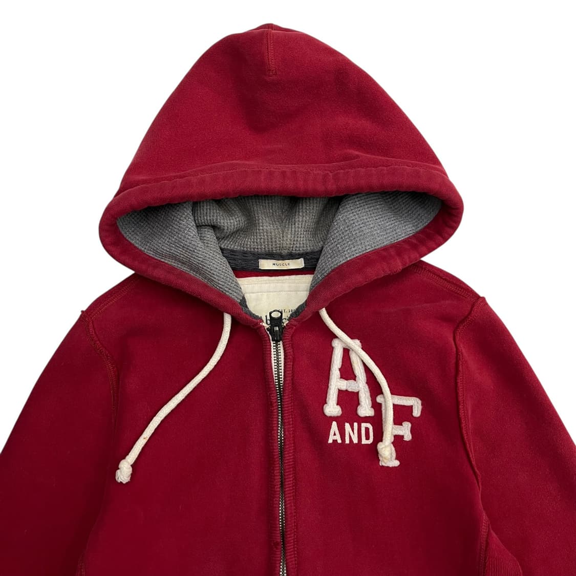 아베크롬비 센터로고 레드 후드집업 M 상품이미지4