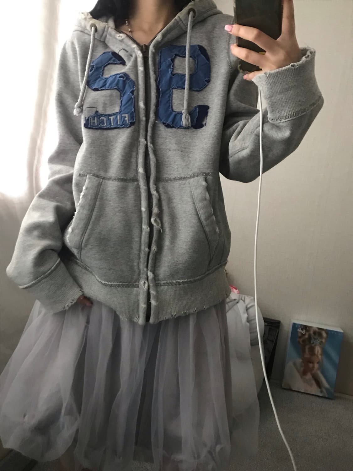 아베크롬비 그레이 빅로고 후드집업 상품이미지1