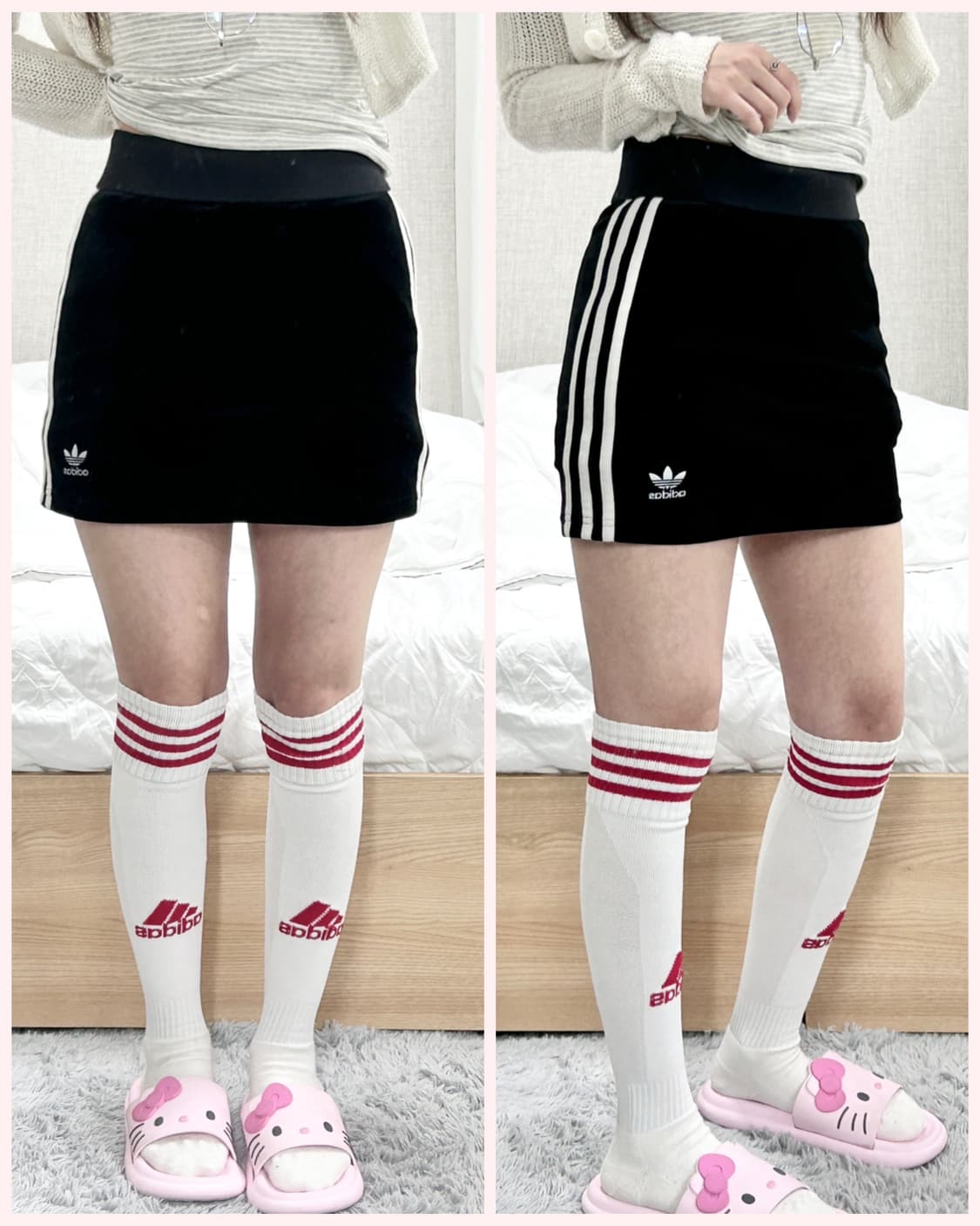 아디다스 블랙 삼선 벨벳 스커트 상품이미지1