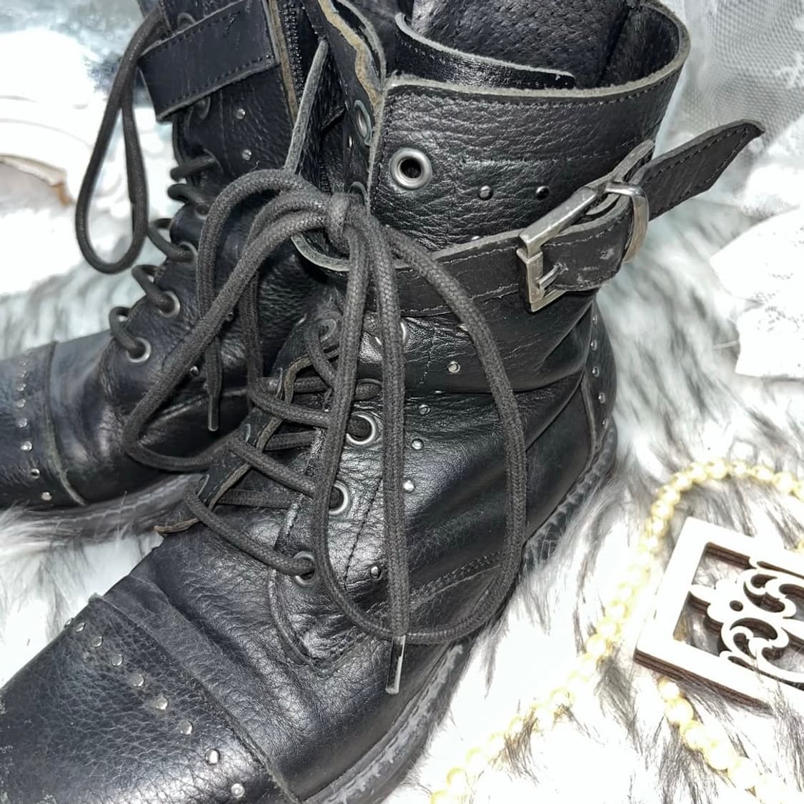 빈티지 스터드 레이스업 숏부츠 상품이미지2