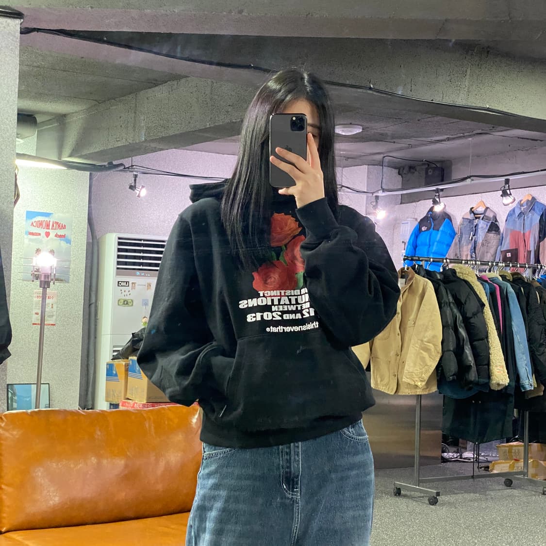 디스이즈네버댓 로즈 블랙 스웻 후드티 B4070 상품이미지1