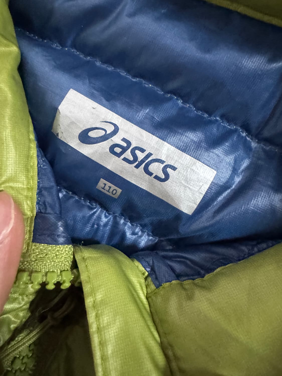 희귀!! 아식스 올드스쿨 네온 컬러 구스다운 경량 패딩 XL 상품이미지5