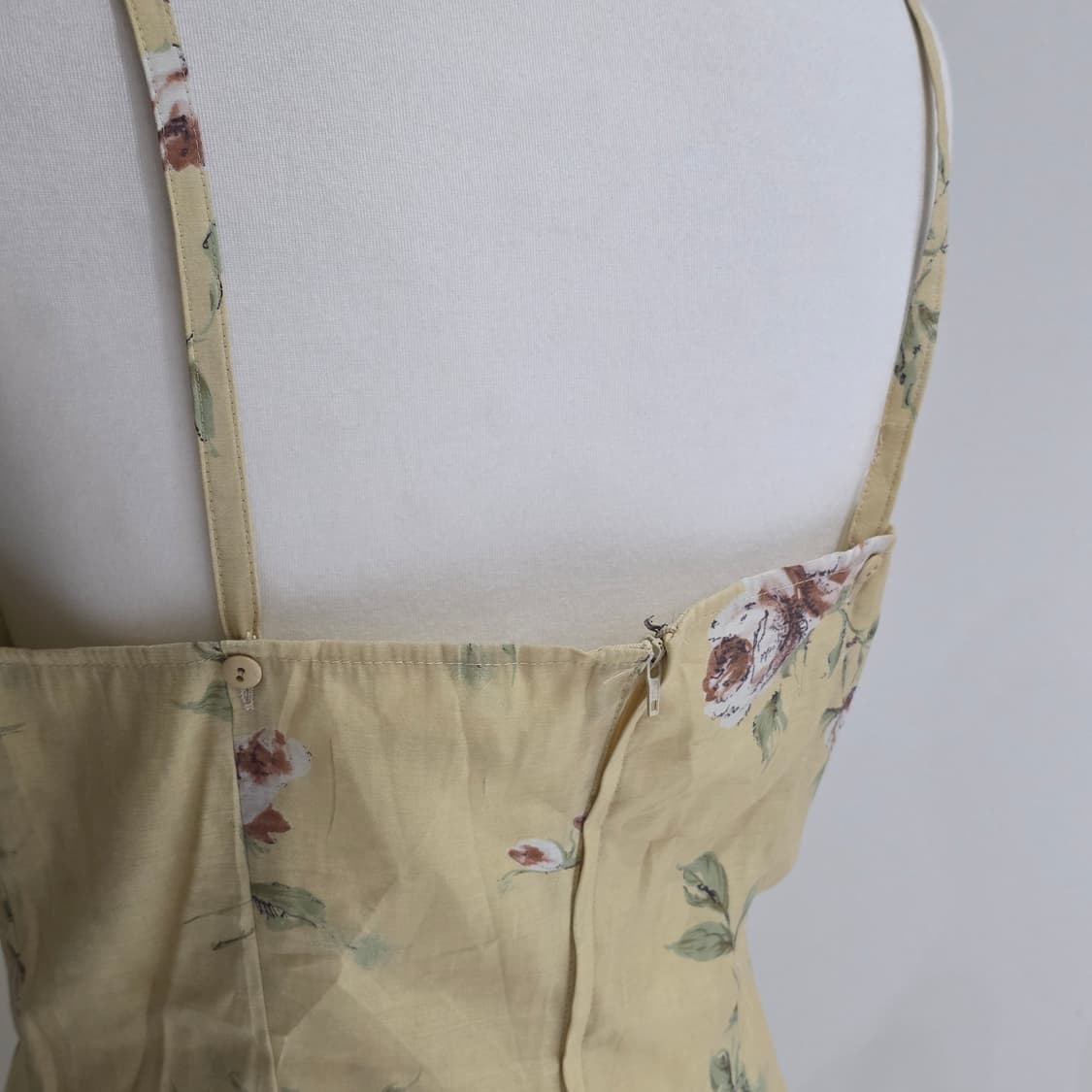 레스트로즈 고전일본빈티지)옐로우 플로럴로즈 스즈코모리걸 민소매뷔스티원피스 상품이미지6