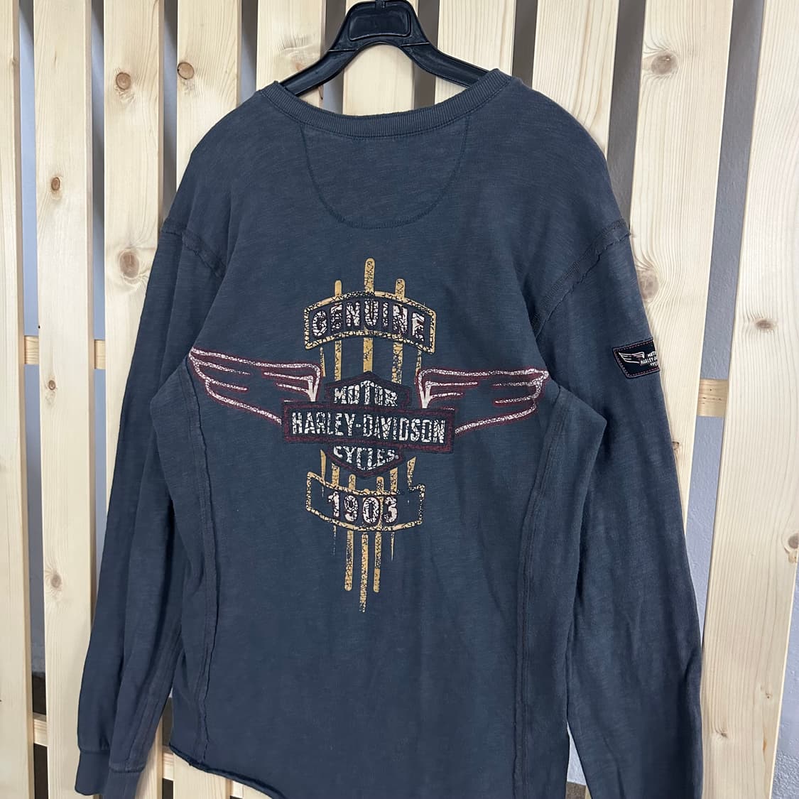 (S) 할리데이비슨 차콜 빅로고 헨리넥 롱슬리브 상품이미지4