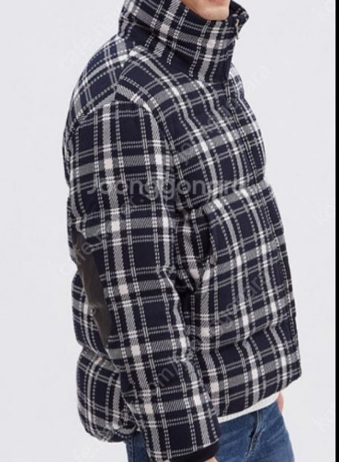 시스템옴므 19FW 양가죽 패치드 체크 덕다운 패딩 PN6010    상품이미지2