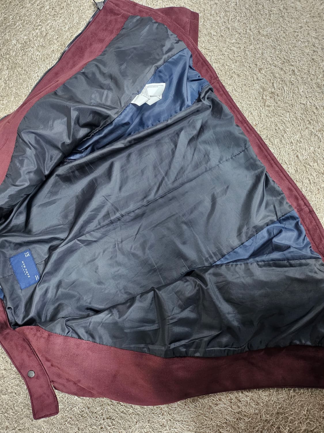 자라맨 ZARA 스웨이드 라이더 자켓 버건디 상품이미지4