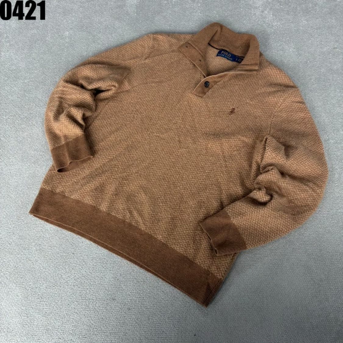 폴로 브라운 헤링본 니트 스웨터 s 상품이미지1