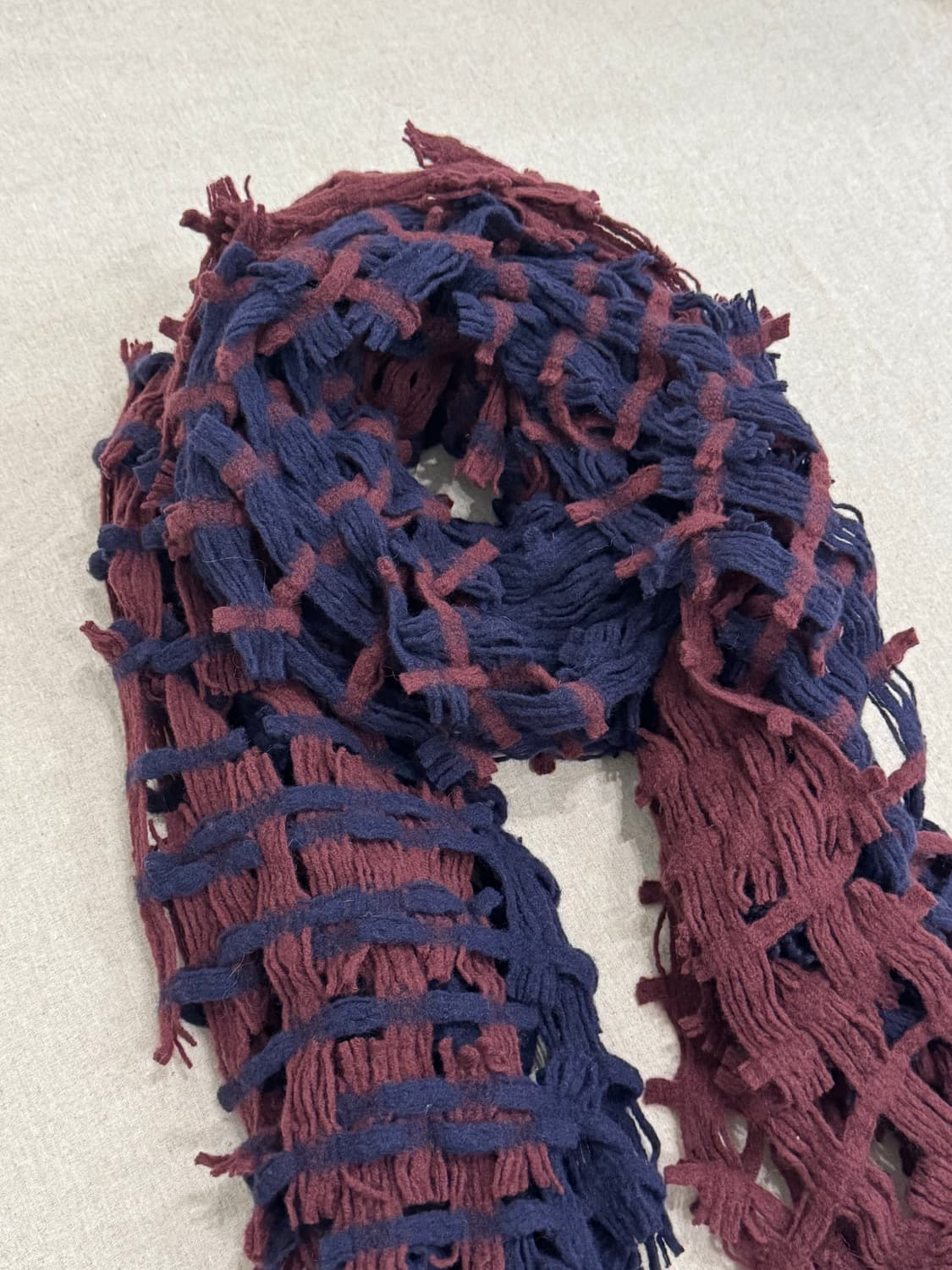 요지야마모토 그물 바이컬러 울 머플러 상품이미지3