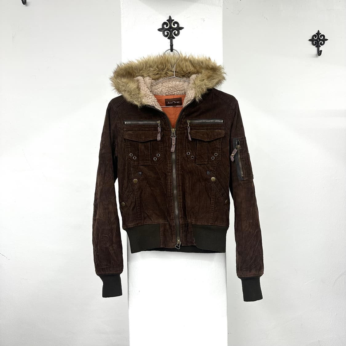 Brown corduroy fur jacket 상품이미지1