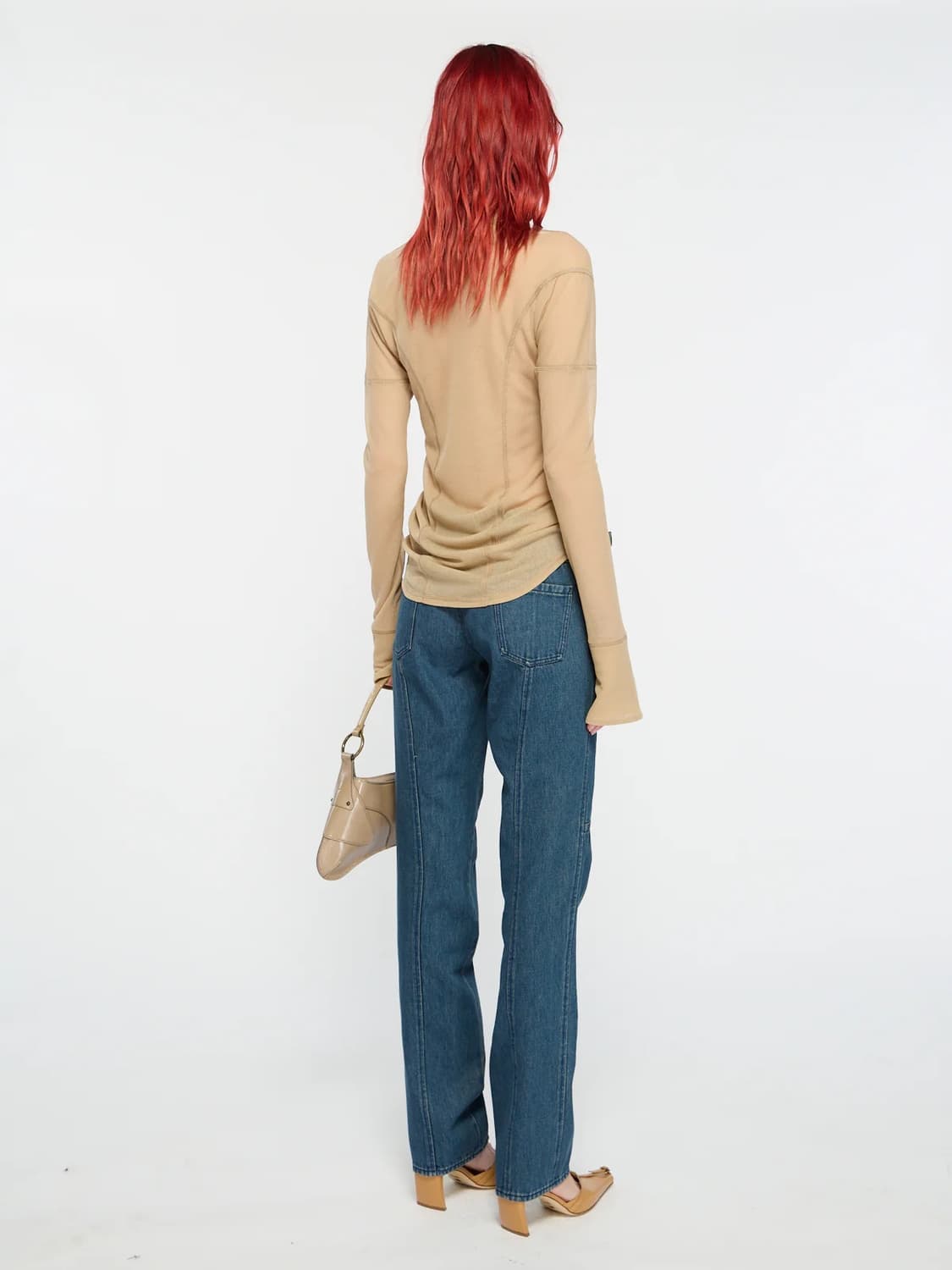 [XS,S]노울스 CHAIN TUNIC ALMOND 롱 슬리브리스 탑 상품이미지3