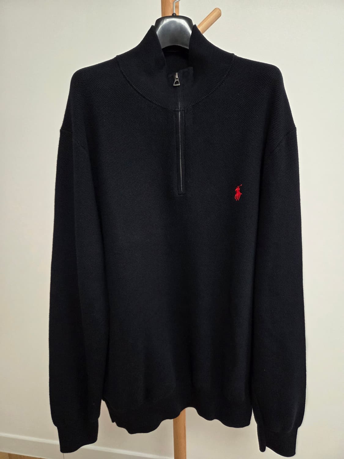 (정품) 폴로 랄프로렌 남성 반집업 피마코튼 니트 블랙 L 상품이미지2