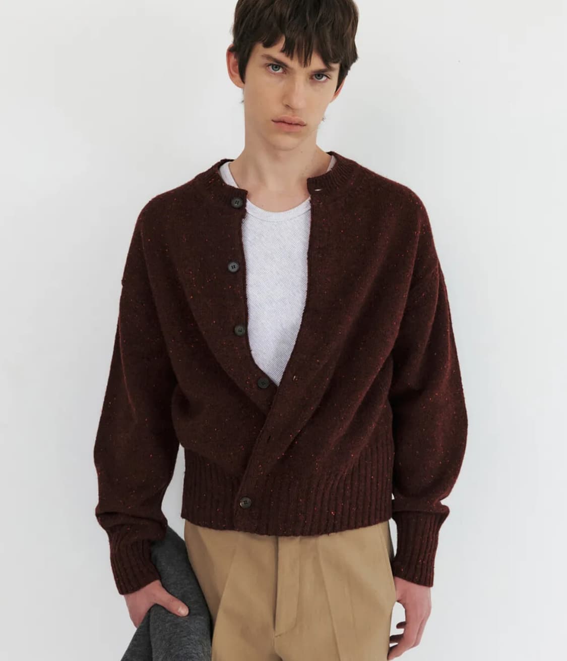 MODIFIED WOOL ROUND CARDIGAN - BRICK RED 상품이미지2