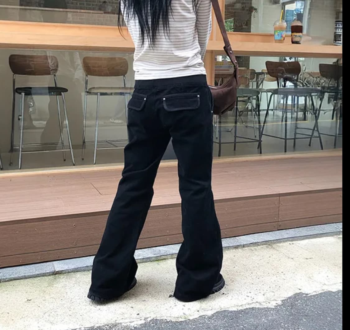 ootj 로우라이즈 부츠컷 버터플 루즈 플레어 팬츠 상품이미지1