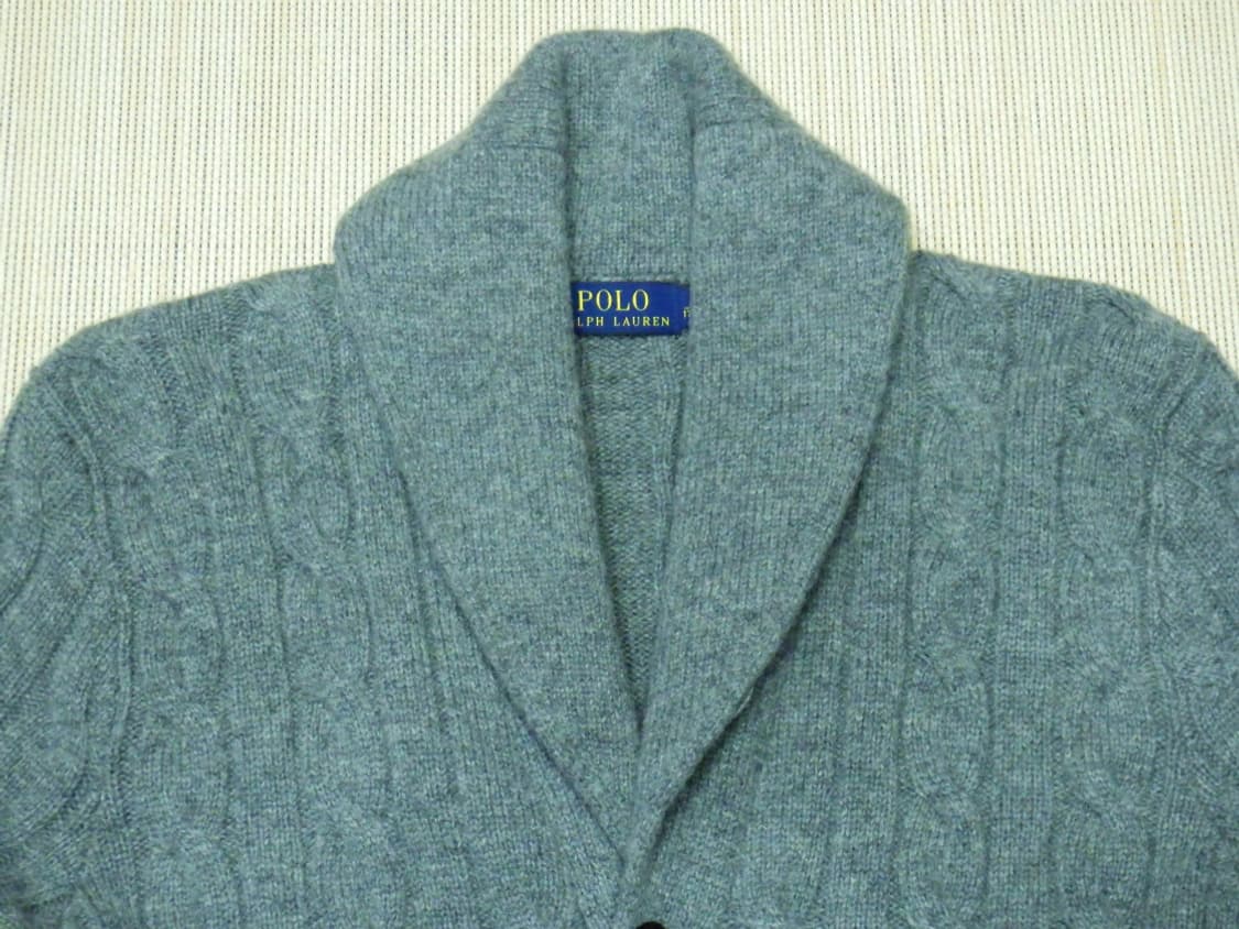 (M/95) 폴로랄프로렌 울 숄카라 꽈배기 니트 가디건 상품이미지4